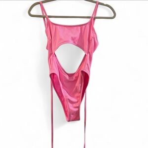 wild fable Pink Ribbed Cutout One-Piece Bodysuit